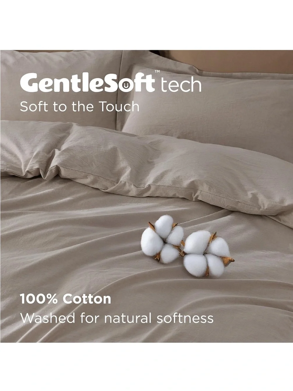 NEW Bedsure PureWoven 100% Washed Cotton Duvet Cover Set, 3-PC. Linen Like Full